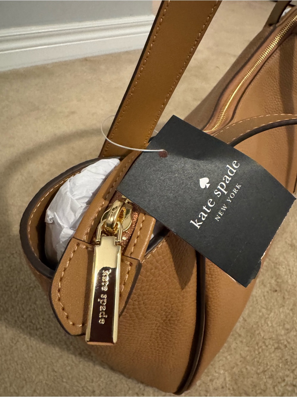 NWT - Kate Spade Pebbled Leather Shoulder Tote in Tan - Picture 4 of 12